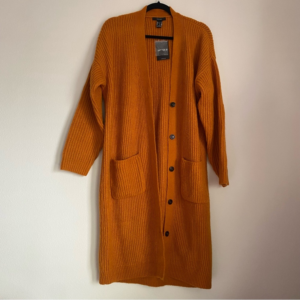 BNWT long length ribbed fuzzy fall cardigan